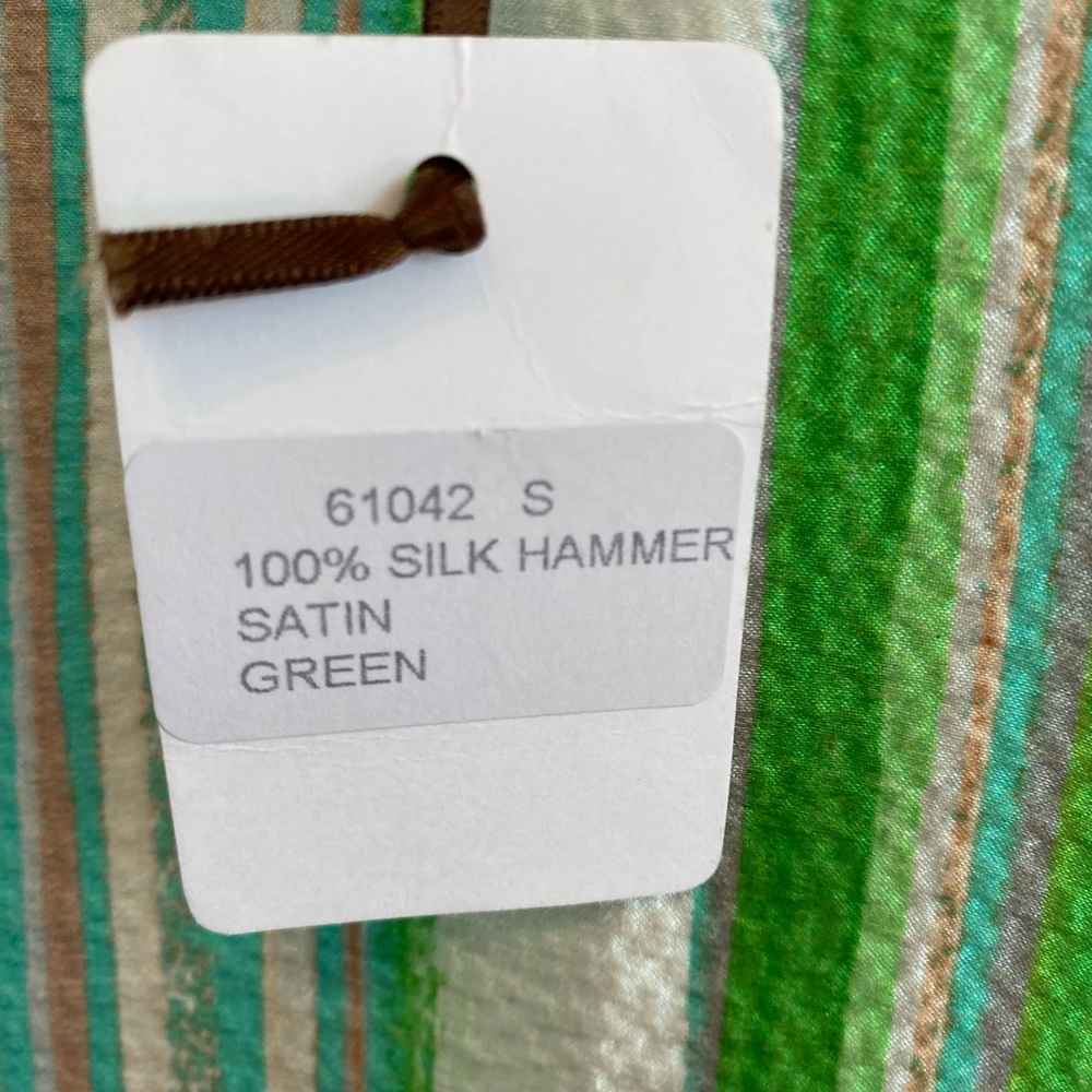 Ainsley 100% Silk crop tank top, multi green, blue, silver, Size S - Picture 5 of 6